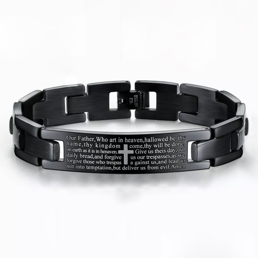 Lord’s Prayer Black Stainless Steel Bracelet!